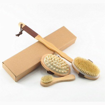 Natural Bristle Bath Brush Exfoliating Wooden Body Massage Shower Brush SPA Woman Man Skin Care Dry Body Brush