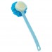 2 In 1 Multi  function Soft Hair Long Handle Bath Ball Body Brush  Blue