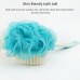 2 In 1 Multi  function Soft Hair Long Handle Bath Ball Body Brush  Blue