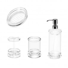 4 In 1 Bathroom Wash Set With Transparent Mouthwash Cup   Toothbrush Holder   Soap Dish   Soap Dispenser