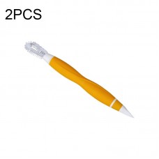 2 PCS Cup Lid Brush Pacifier Brush Multifunctional Gap Brush  Cup Brush Yellow