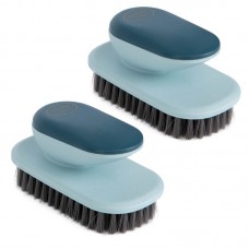 2 PCS SM005 Home Plastic Handle Clothes Cleaning Soft Hair Brush  Blue