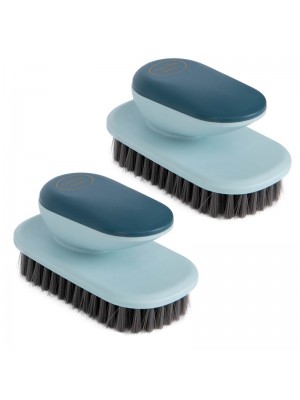 2 PCS SM005 Home Plastic Handle Clothes Cleaning Soft Hair Brush  Blue